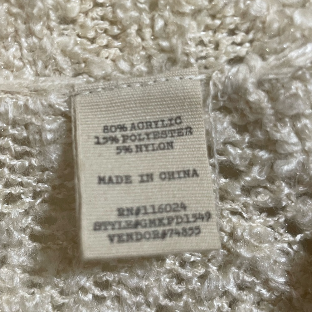 BKE Cream Knit Cardigan Fringe  with Lace Details Size Small - Picture 9 of 11